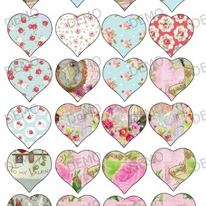 048 Love - 20 бр. декорации сърца 4,5 *4,4 см